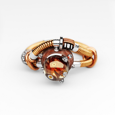 Steampunk stylized jewelry ring